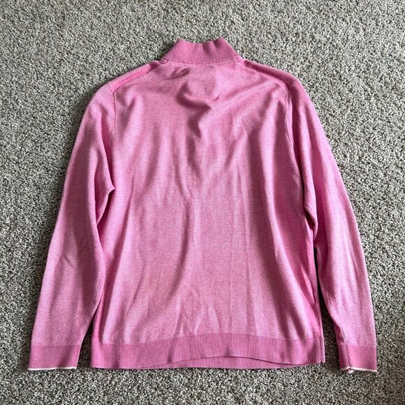 Tommy Bahama Men's Sz Large IslandZone Pink 1/4 Zip Sweater Long Sleeve - Picture 6 of 11